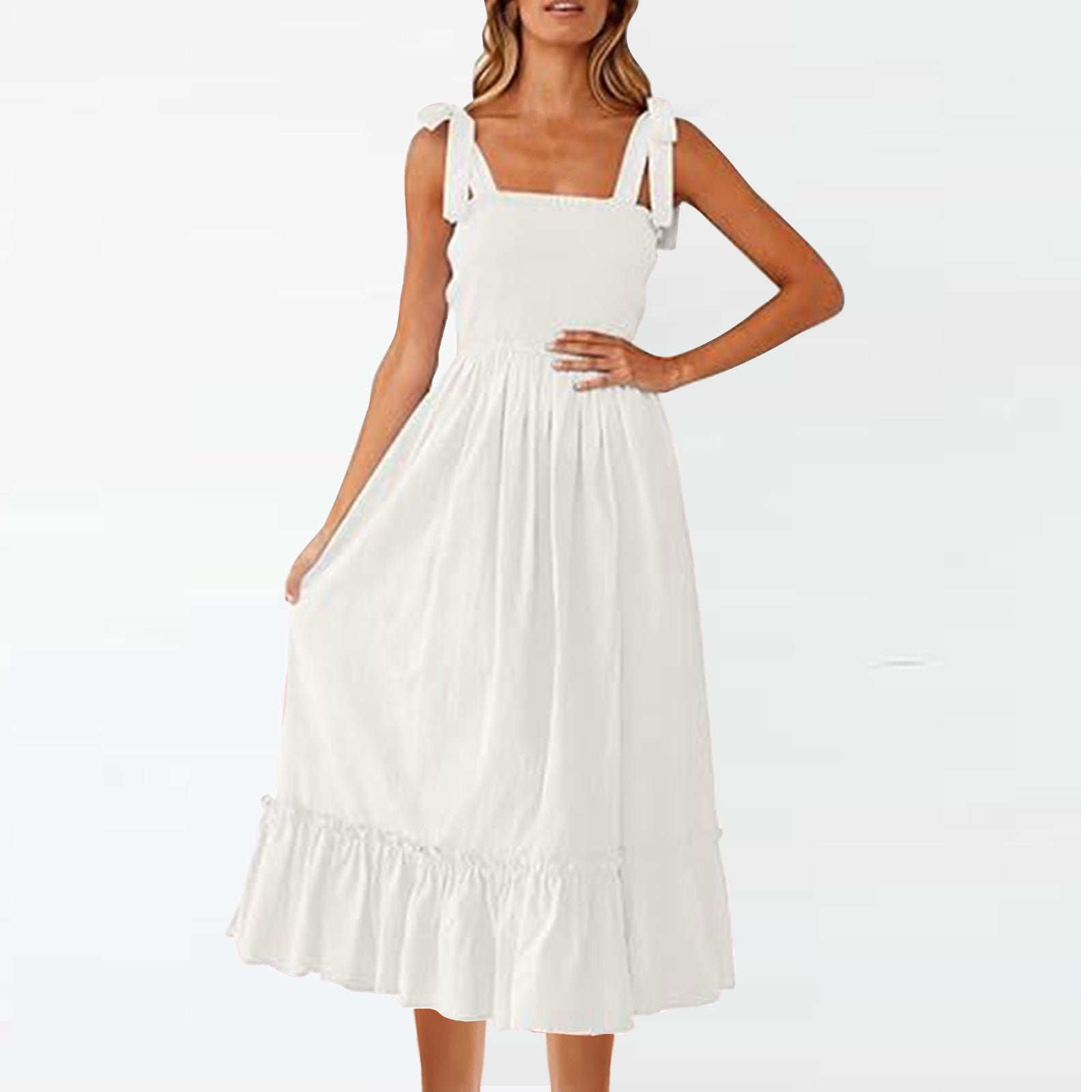 Plus Size Women Summer Fashion Square Spot Sleeveless Vest Dress