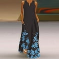 thumbnail image 1 of Cagogo Summer Vintage Floral Swing Flowy Maxi Long Tank Dresses for Womens Wedding Guest Dress Under $5 Casual Loose Sleeveless V Neck Elegant Black Western Dress, 1 of 3