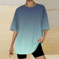 thumbnail image 1 of Cagogo Women Casual Round Neck Tshirts Shirts Under $5 Summer Basic Tops Short Sleeve Oversized Gradient Color Ombre Shirt 2025 Vacation Black Clothing, 1 of 4
