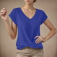 thumbnail image 1 of Cagogo Women T Shirt Summer Tops Under $5 Loose Fit Short Sleeve Front Twist Knot V Neck Tee Shirts Holiday Beach White T-Shirts Clothes Graduation Gifts, 1 of 4