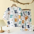 thumbnail image 1 of Ynynloco Toddler Boys Girls Cotton Pajama Set 3/4 Sleeve Button Sleepwear Cute Print Tops and Pant 2 Piece Outfits Soft Cozy Casual Loungewear Set, 1 of 4