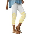thumbnail image 1 of Deals of the Week Discount BVnarty Women's Summer Capri Leggings Floral Printed Leggings for Women Black White Leggings High Waist Tummy Control Workout Yoga Pants Yellow L, 1 of 1
