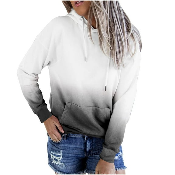 Women's Casual Printed Hoodies Long Sleeve Sweatshirt with Hood Front Pocket Workout Sweatshirt Pullover Shirt Women