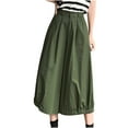 thumbnail image 1 of Women's Lantern Pants Summer Solid Casual Elastic Waist Wide Leg Dress Pants with Pockets Loose Fit Capris Free Size(Free Size,Green), 1 of 5
