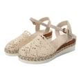 thumbnail image 1 of Women's Summer Crochet Espadrille Wedge Sandals Ankle Strap Shoes Breathable Open Toe Beach Wedding Shoes White 37, 1 of 8