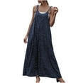 thumbnail image 1 of Women's Summer Oversize Jumpsuits Adjustable Spaghetti Strap Round Neck Casual Loose Boho Polka Dot Print Wide Leg Romper Navy,XL, 1 of 7