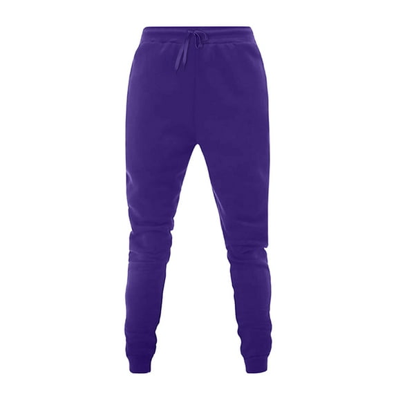 Women's Sweatpants with Pockets Elastic Waist Drawstring Long Trousers Ladies Gym Jogging Athleisure Pants (L, Purple)