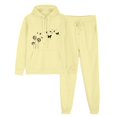 thumbnail image 1 of Womens 2 Piece Outfits Heart Print Hoodie Sweatsuit Sets Loose Comfy Sweatshirt Fall Fashion Sweatpants with Pockets (XL, Yellow 04), 1 of 7