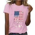 thumbnail image 1 of Womens 4Th of July Summer T-Shirts Round Neck Short Sleeve Tops American Flag Printed Tunic Tops Pullover Sweater Blouses Patriotic T-Shirts Retro Dressy Tops Shirt Going Out Beach Outfits, 1 of 6