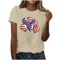 thumbnail image 1 of Womens 4Th of July Summer Tops Balloon Graphic Tees Usa Flag Star Printed Tops Shirts Round Neck Short Sleeve T-Shirts America Land of The Free Shirt Going Out Holiday Blouses, 1 of 4