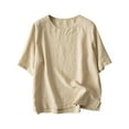 thumbnail image 1 of Deals Womens Basic T-Shirt Cotton Plain Classic Tee Shirts Linen Scooped Neck Tunic Tops Short Sleeve Tee Blouses Loose Relaxed Fit Tunics Formal Trendy Shirts Workout Sport Yoga Clothing, 1 of 7