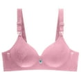 thumbnail image 1 of Womens Bras Adjustable Shoulder Straps Wirefree Comfy Bras Lace Comfort-Strap Wireless Bra for Older Women (36, Pink), 1 of 5