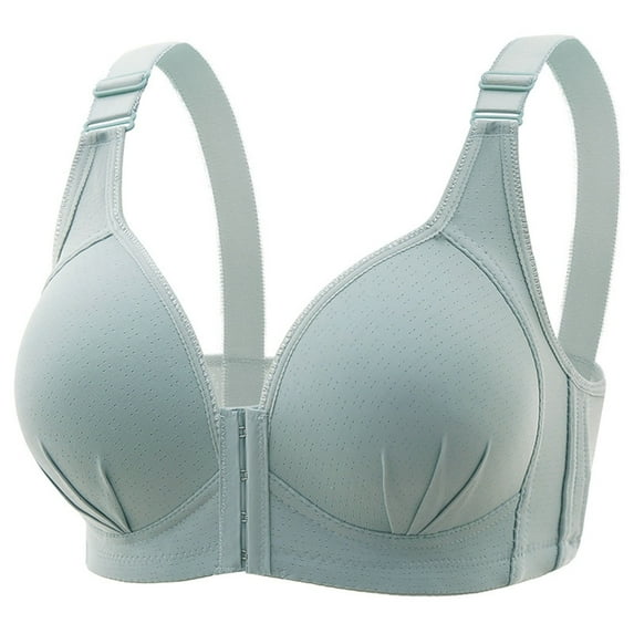 Womens Bras Front Closure Breathable Comfort T Shirt Bra Full-coverage Bra Padded Push Up Bras for Women (85, Green)