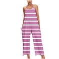 thumbnail image 1 of Womens Overalls Loose Sleeveless Spaghetti Strap Wide Leg Jumpsuits Long Pants Baggy Rompers with Pockets Pink,S, 1 of 5
