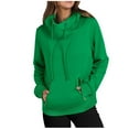 thumbnail image 1 of Deals Womens Oversized Hoodie Pocket Plain Pullover Drawstring High Neck Hooded Sweaters Long Sleeve Fleece Sweatshirts (M, Green), 1 of 4