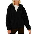 thumbnail image 1 of Womens Winter Sherpa Coat Womens Plush Sweatshirt Coat Casual Solid Loose Drawstring Hooded Jacket Full Zipper Cozy Fuzzy Fleece Outerwear with Pocket 2023 Sherpa Coat, 1 of 6