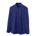 thumbnail image 1 of Fashion YLSDY Dress Shirts for Men Casual Formal Wrinkle-Free Untucked Shirt Vacation Wedding Long Sleeve Button Down Dress Clothes Navy XS, 1 of 5