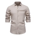 thumbnail image 1 of Fashion YLSDY Dress Shirts for Men Vacation Beach Formal Wedding Prom Dinner Suit Shirts Long Sleeve Button Business Casual Shirt Beige M, 1 of 3