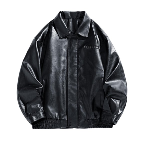 Fashion YLSDY Faux Leather Jacket Men Vintage Motorcycle Jacket Turn down Collar Jacket Zip up Moto Jacket Casual Biker Jacket Black XL