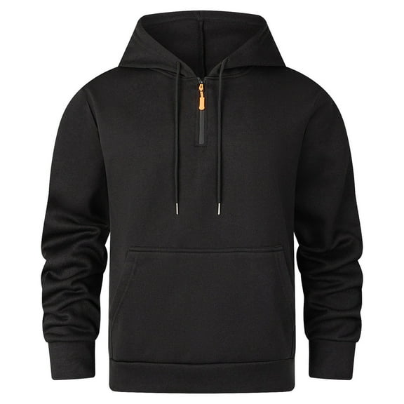 Fashion YLSDY Hoodies for Men Quarter Zip Pullover - Mens Fashion Hoodie Casual Hooded Sweatshirt Drawstring with Pocket Black S