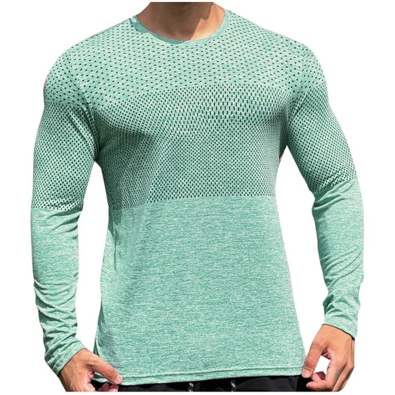 Fashion YLSDY Long Sleeve Workout Shirts for Men, UPF 50+ UV Sun Protection Athletic Shirts Moisture Wicking Pullover Tops Green XXL