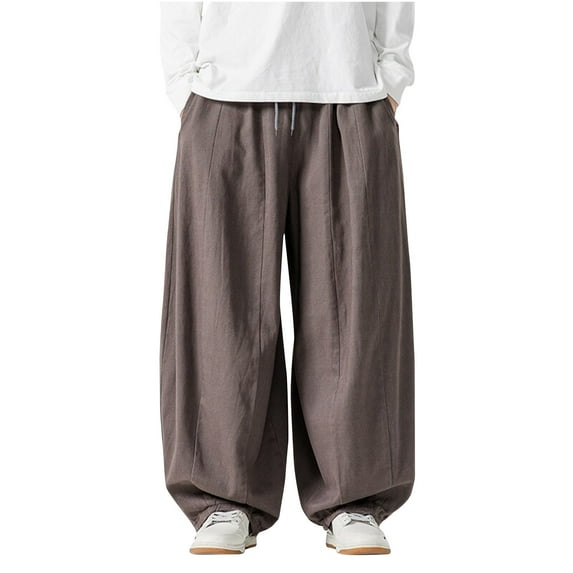 Fashion YLSDY Men's Casual Cargo Pants with Pockets 2025 Loose Fit Wide Leg Pants Lounge Pants Straight Leg Baggy Vintage Pants Dark Gray XXL