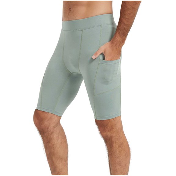 Fashion YLSDY Men's Compression Pants Moisture Wicking Base Layers Flexibility Mens Active Sports and Workouts Shorts Green M