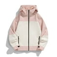 thumbnail image 1 of Fashion YLSDY Men's Contrast Color Outdoor Jacket Camping Hooded Coat Men's Loose Jacket Loose Fit Lightweight Coat Pink M, 1 of 2
