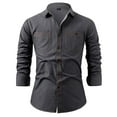 thumbnail image 1 of Fashion YLSDY Men's Denim Shirt Long Sleeve Cotton Work Shirts Cotton Regular Fit Button Down Shirt with Chest Pockets Gray S, 1 of 2