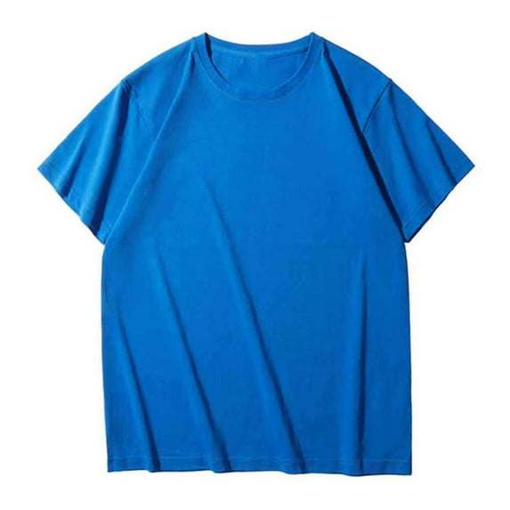 Fashion YLSDY Men's Oversized Cotton T-Shirts Loose Fit Vintage Washed Tee Unisex Short Sleeve Casual Shirts Tops Blue M