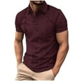 thumbnail image 1 of Fashion YLSDY Men's Button Collared Shirts Short Sleeve 2025 Casual Button Collared T Shirt Color Block Slim Fit Summer Collared Golf Shirts Red S, 1 of 2