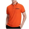 thumbnail image 1 of Fashion YLSDY Men's Button Collared Shirts, Tactical Short Sleeve Golf Performance Shirts, Lightweight Quick Dry Business Casual Tennis Shirt Orange M, 1 of 6