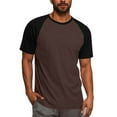 thumbnail image 1 of Fashion YLSDY Men's Raglan Baseball Tee Shirt Short Sleeve Crew Neck Tops Color Block Summer Fashion Shirts - Casual T-Shirts Brown XL, 1 of 8
