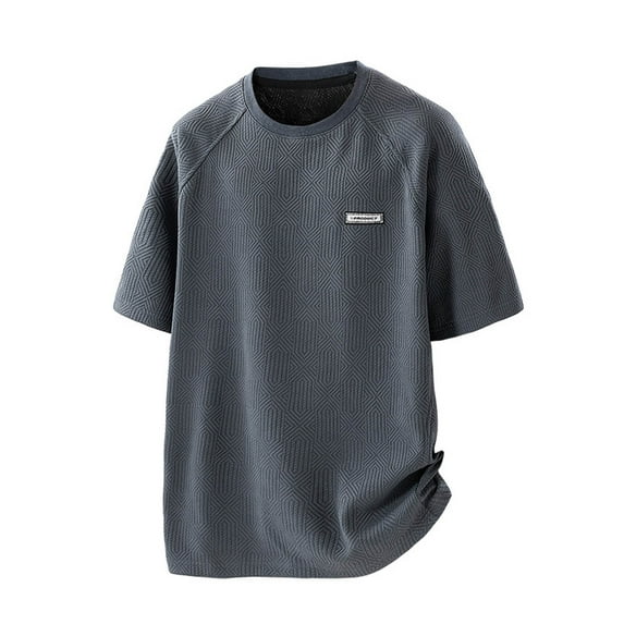 Fashion YLSDY Men's Short Sleeve T Shirts Lightweight Crewneck Drying Quick Solid Tees Summer Athletic Runinng Joggers Tops Dark Gray M