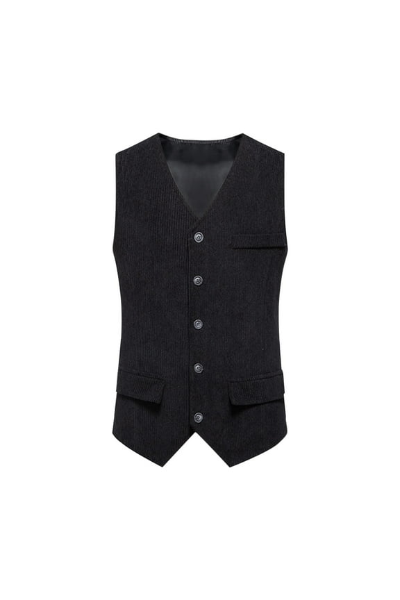 Fashion YLSDY Men's Suede Leather Suit Vest V Neck Cowboy Vest Vintage 5 Snaps Western Vests Casual Waistcoat for Wedding Prom Black M