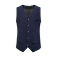 thumbnail image 1 of Fashion YLSDY Men's Suede Leather Suit Vest V Neck Cowboy Vest Vintage 5 Snaps Western Vests Casual Waistcoat for Wedding Prom Navy S, 1 of 9