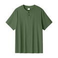thumbnail image 1 of Fashion YLSDY Men's Summer Casual Henley Shirts Fashion V Neck Short Sleeve Loose Fit Tops Comfort Breathable Beach Tees Army Green M, 1 of 9