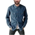 thumbnail image 1 of Fashion YLSDY Mens Button Up Shirts Casual Stylish Long Sleeve Pearl Snap Shirts Vintage Untucked Cowboy 1950s Dresses Clothes Blue M, 1 of 6