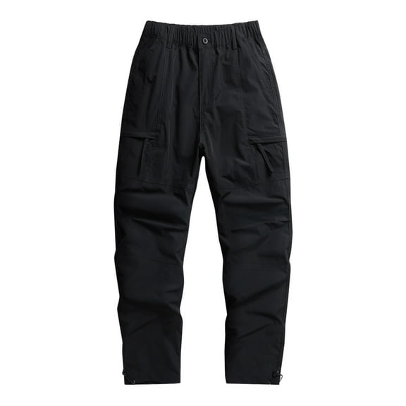 Fashion YLSDY Mens Cargo Pants Casual Plus Size Elastic Loose Comfy Jogger Pants Fashion Multiple Pockets Solid Flowy Trousers Black L