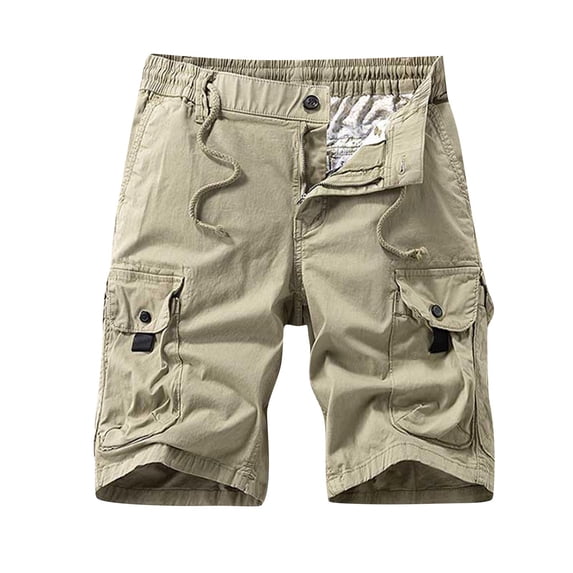 Fashion YLSDY Mens Cargo Shorts Casual Lightweight with Multi Pockets Drawstring Buttons Summer Outdoor Work Sports Shorts Khaki XXXL