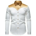 thumbnail image 1 of Fashion YLSDY Mens Color Block T Shirts High Neck Faux Satin Tee Tops for Man Long Sleeve Formal Summer Fall Tee Shirt 2025 White L, 1 of 8