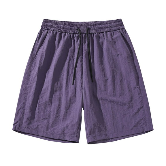 Fashion YLSDY Mens Cotton Shorts Casual Elastic Waist Drawstring Shorts Stretch Summer Beach Vacation Shorts with Pockets Purple L
