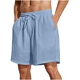 thumbnail image 1 of Fashion YLSDY Mens Cotton Shorts Crinkled Texture Lightweight Drawstring Shorts for Summer Lounging or Casual Travel Light Blue L, 1 of 7