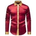 thumbnail image 1 of Fashion YLSDY Mens Dress Shirts Long Sleeve Stretch Performance Graduation Collared Shirt 80s Prom Formal Dress for Wedding Guest Satin Shiny Man Shirts Wine S, 1 of 7