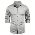thumbnail image 1 of Fashion YLSDY Mens Dress Shirts Wrinkle-Free Formal Shirts Tuxedo Tshirts Lightweight Stretch Performance Business Casual Shirt Gray L, 1 of 6