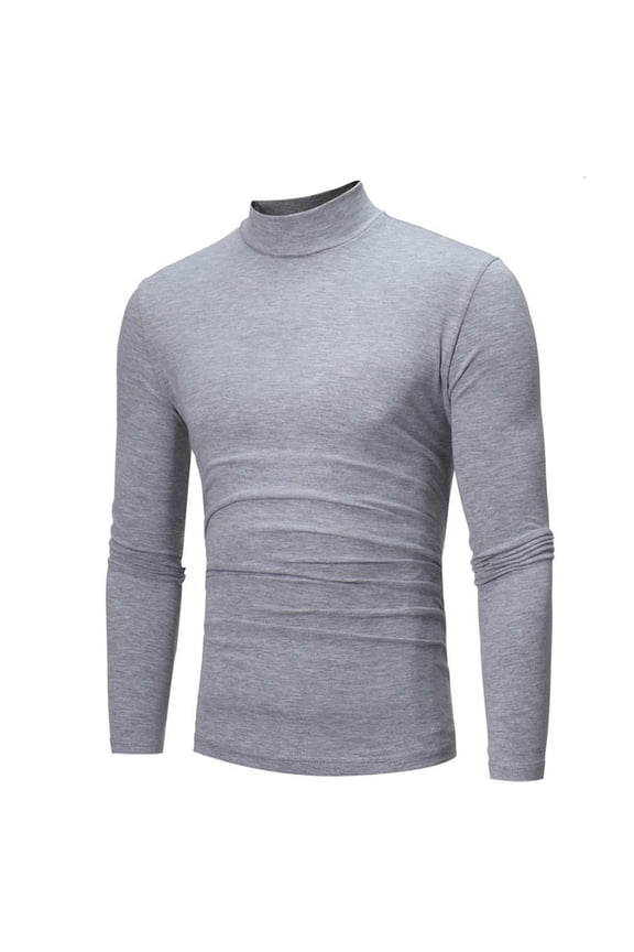 Fashion YLSDY Mens Half Turtleneck Long Sleeve Pullover Mock Neck Fall Basic Designed Undershirt Stretch Slim Fit Sweaters Gray S