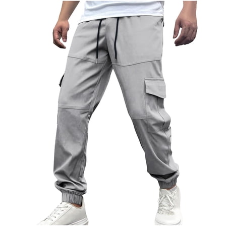 Fashion YLSDY Mens Joggers Cargo Pants Men Fashion Pants Sweatpants Casual Slim Fit Athletic Workout Pants Outdoor Sports Pants Gray 8