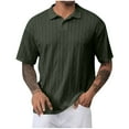 thumbnail image 1 of Fashion YLSDY Mens Knit Button Collared Shirts Short Sleeve Summer Textured T Shirts Casual Jacquard Golf Collared Fashion Tops Army Green M, 1 of 6