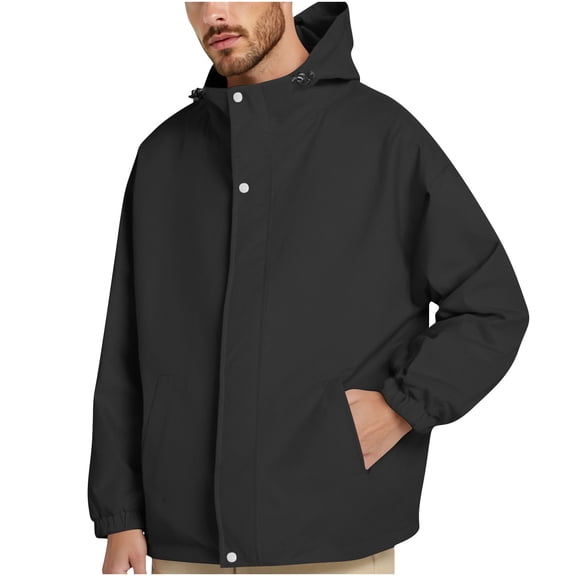 Fashion YLSDY Mens Lightweight Waterproof Windbreaker Jacket Hiking Coat Stretch Cuff Liner Pocket Insulated Camping Coat for Men Black L