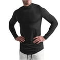 thumbnail image 1 of Fashion YLSDY Mens Mock Turtleneck Long Sleeve Shirts Thermal Baselayer Lightweight Athletic-Fit Undershirt for Cold Weather Sports Black XL, 1 of 9